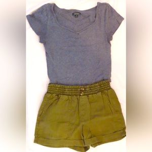 Green High Rise Utility shorts by SO